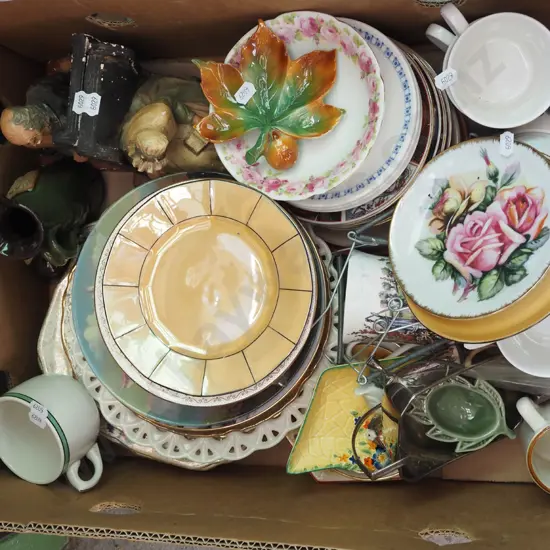 box; saucers, cups, bookends etc
