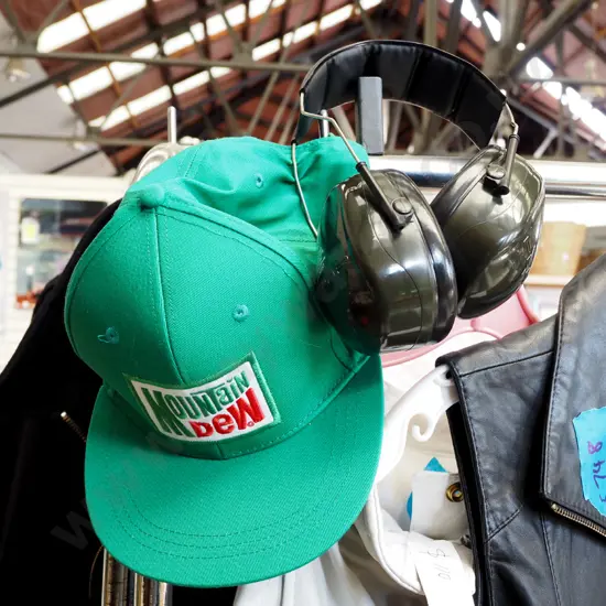 Mountain Dew truckers cap, ear muffs
