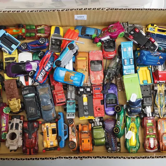 box of toy vehicles