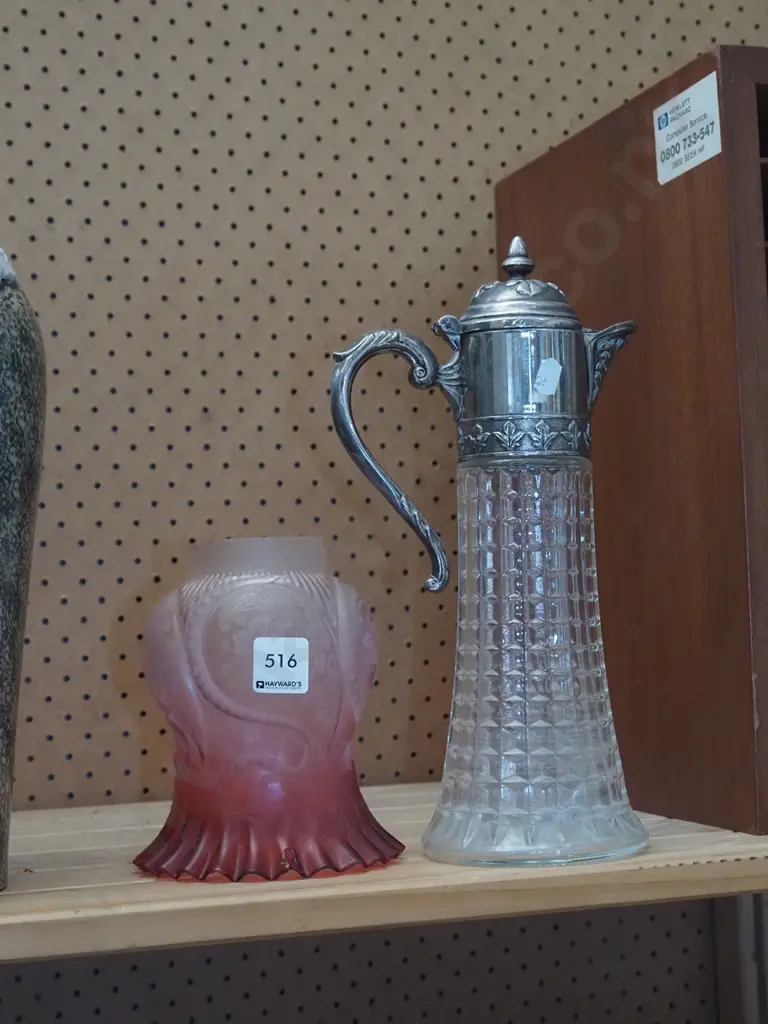 claret jug, pink Edwardian light shade Jug H300 Image 1++