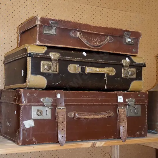 3x vintage suitcases