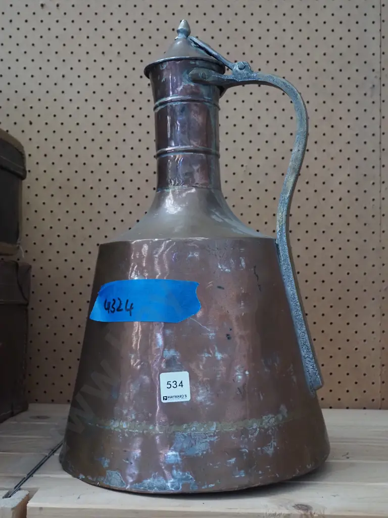 large brass and metal lidded jug H420 Image 1++