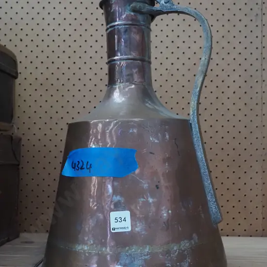 large brass and metal lidded jug H420
