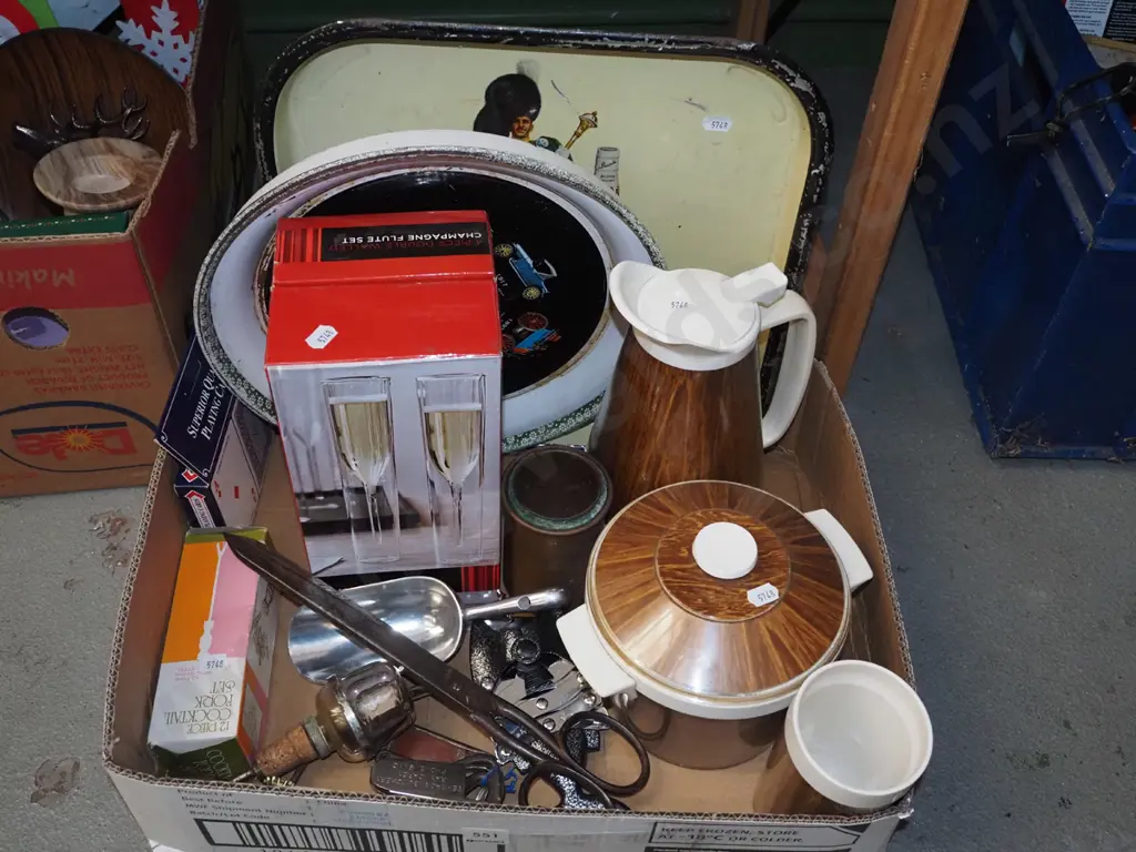 box; champagne flutes, trays, ice bucket etc Image 1++