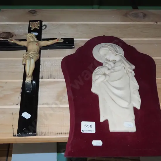 composite wall mounted religious artwork, crucifix H370