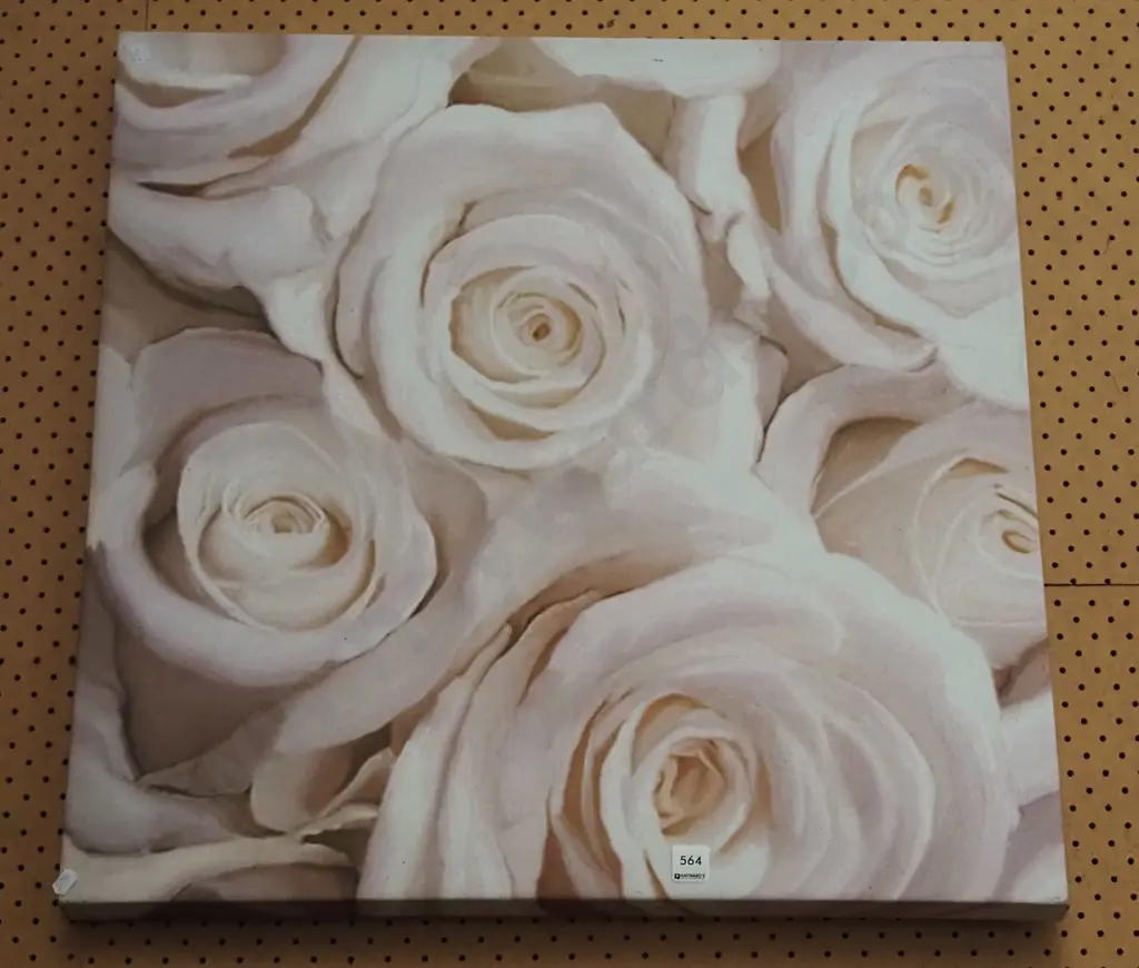 mixed media on canvas - white roses Image 1++