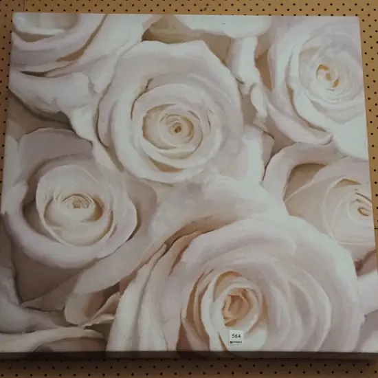 mixed media on canvas - white roses