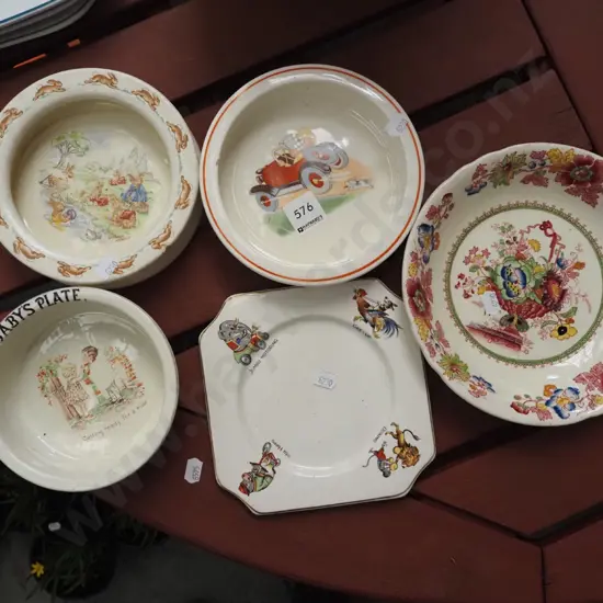 3x babies bowls, Masons plate etc