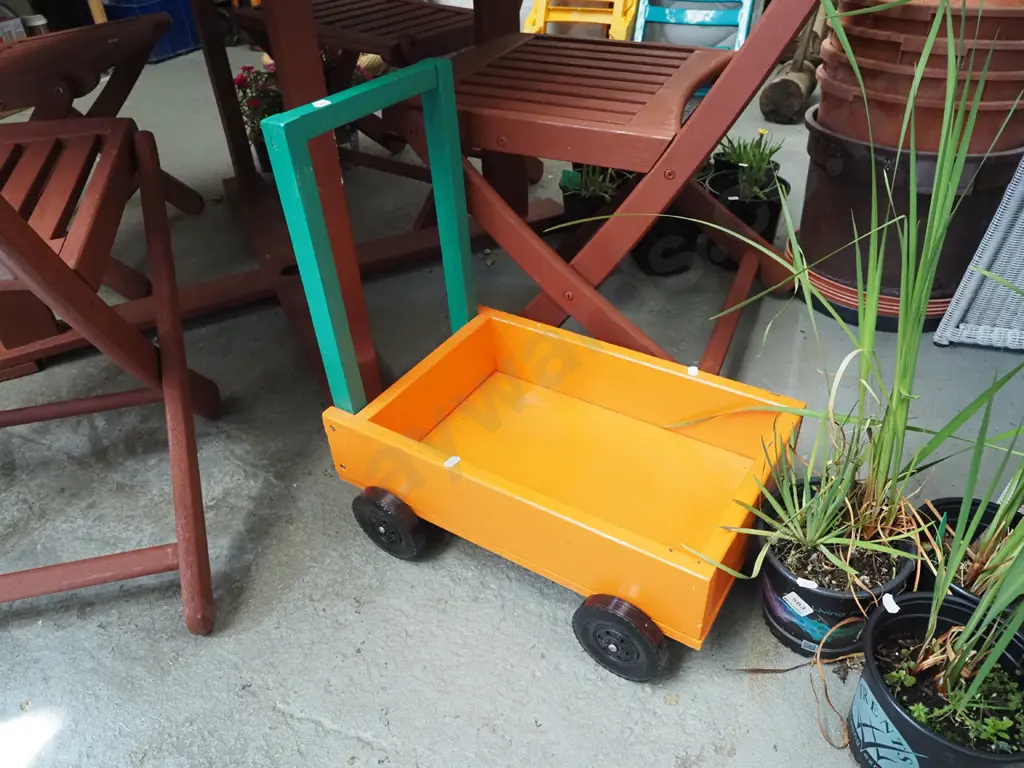 handmade wooden child's trolley Image 1++