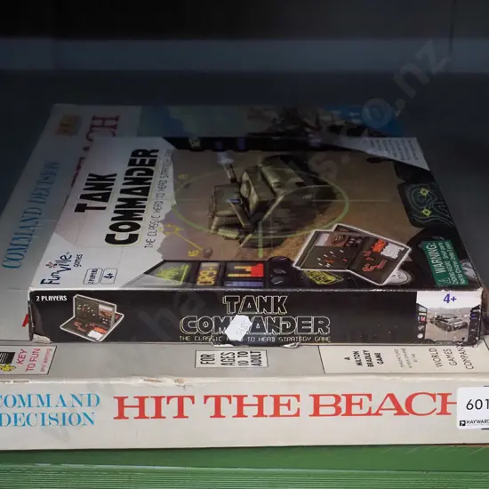 2x board games; hit the beach, tank commander