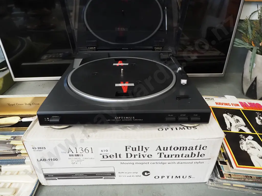 as new Optimus fully automatic belt drive turntable with box Image 1++