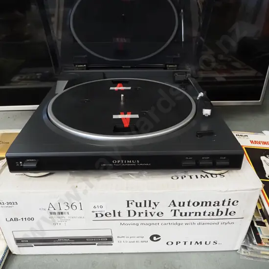 as new Optimus fully automatic belt drive turntable with box