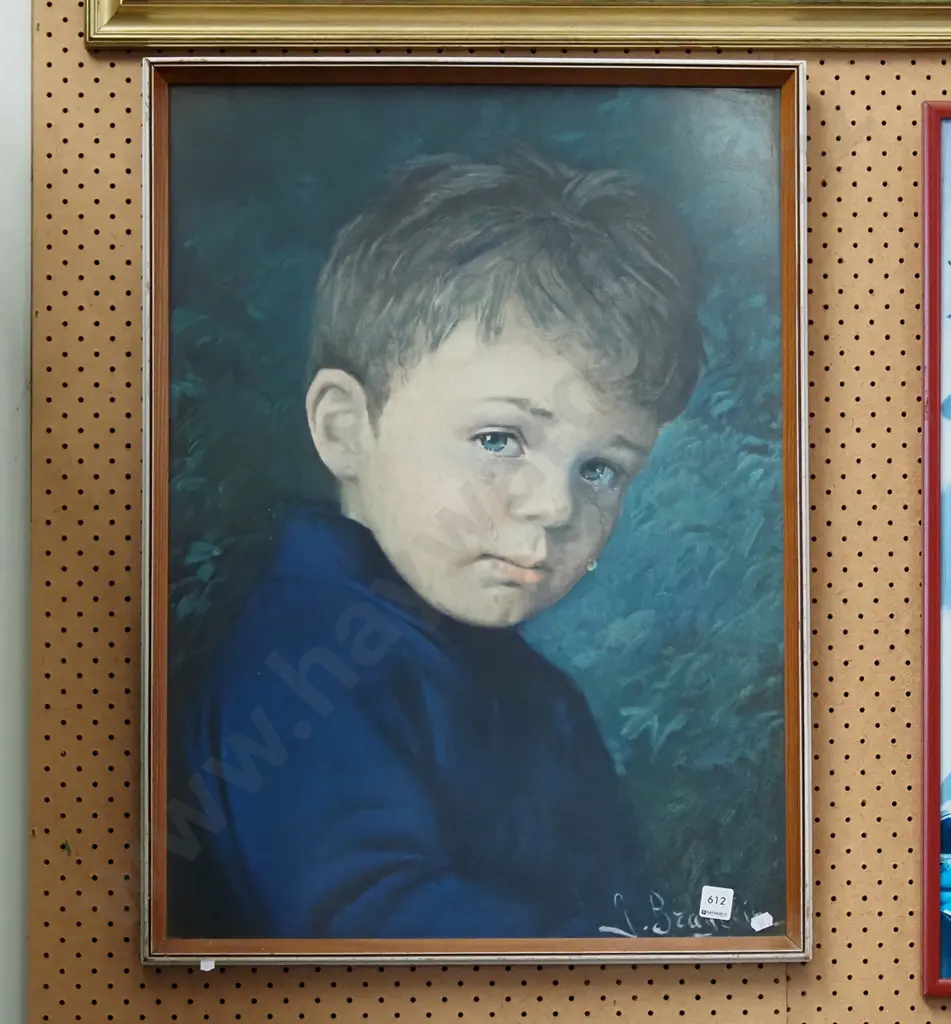 framed crying boy print Image 1++