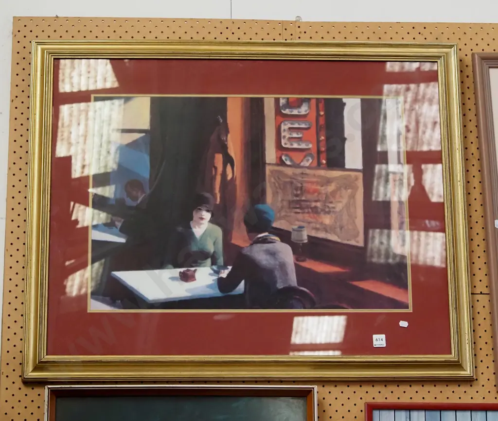 gilt framed print - woman in café Image 1++