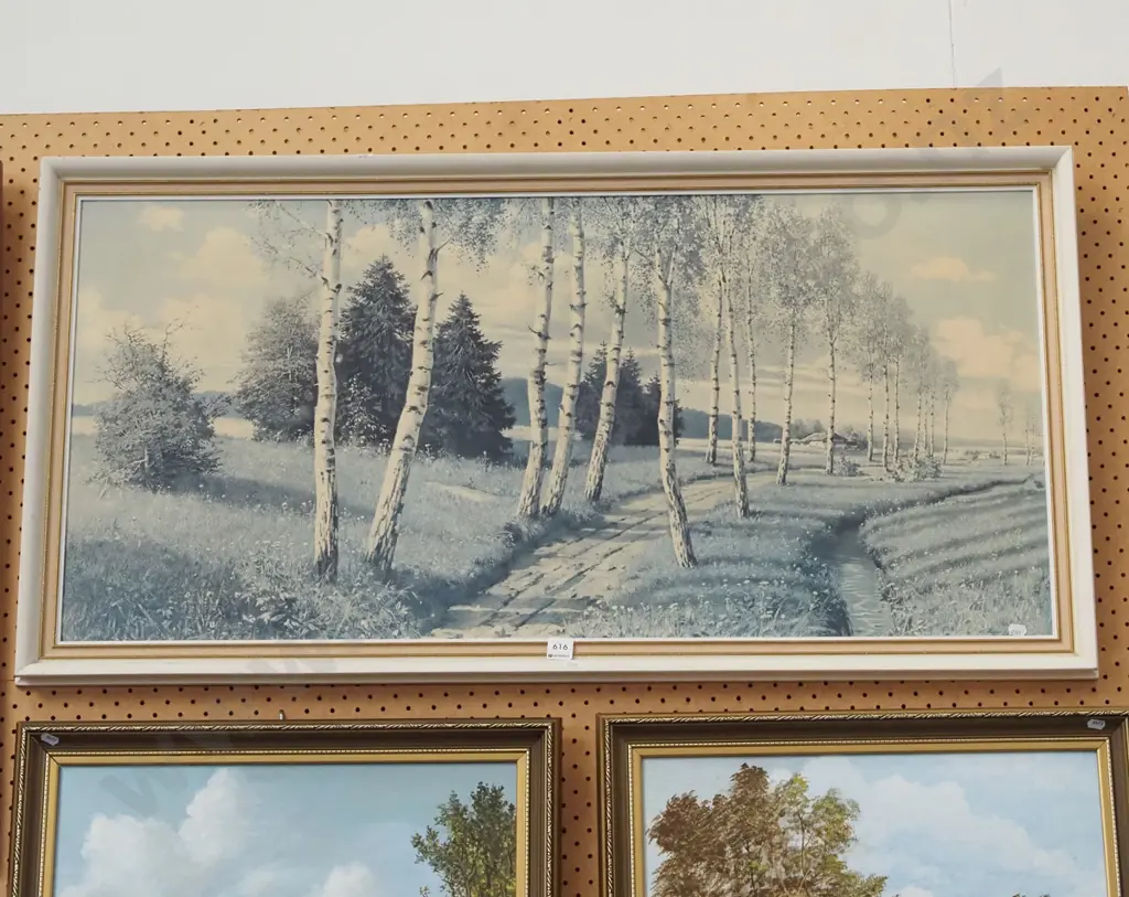 framed faded print - country lane and trees Image 1++