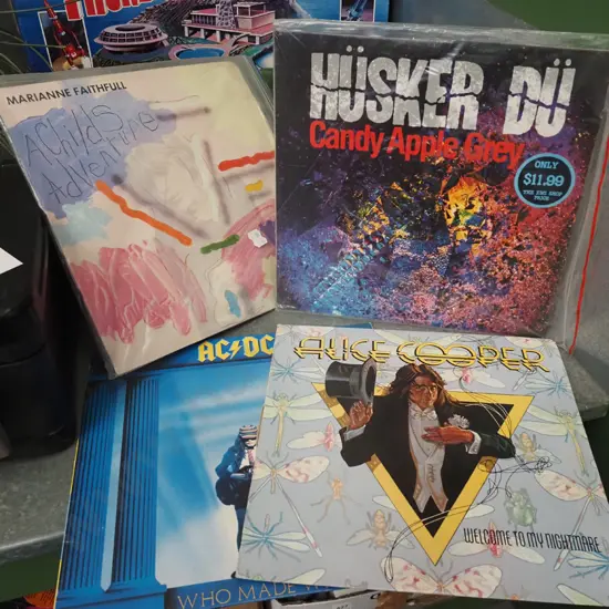 LPs; Marianne Faithful, Alice Cooper, AC/DC etc