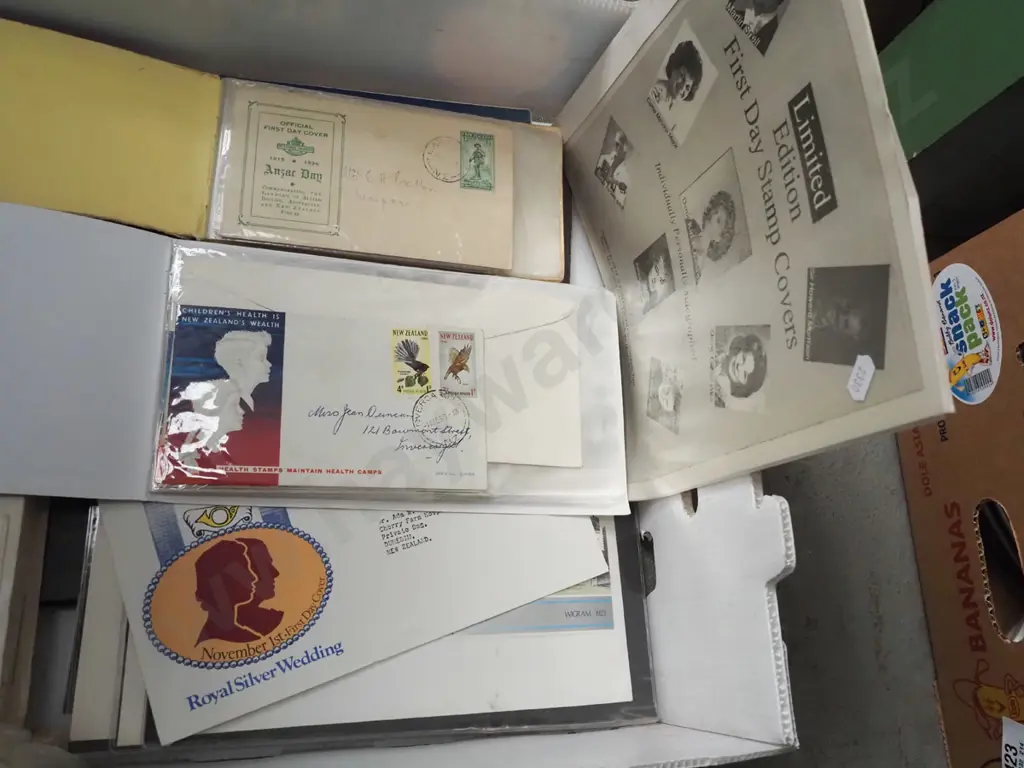 box of first day covers and other stamps Image 1++