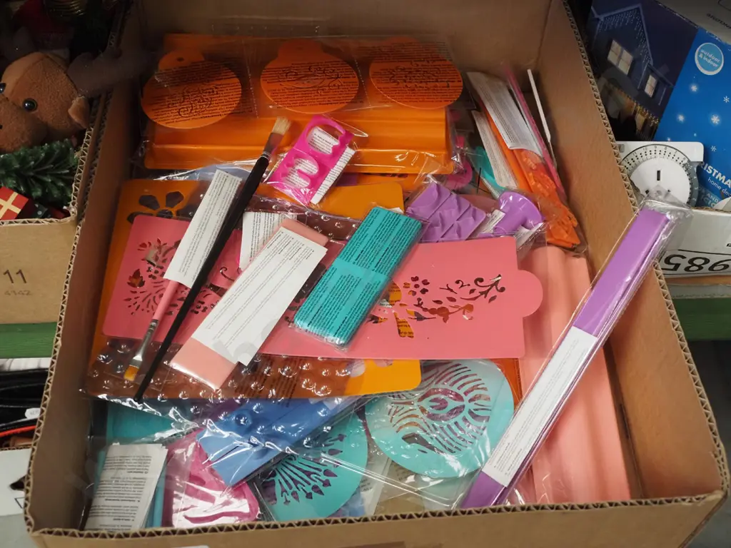 box; crafting supplies, stencils etc Image 1++