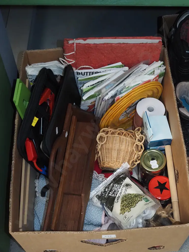 box; battery pack, sewing patterns, small shelf etc Image 1++