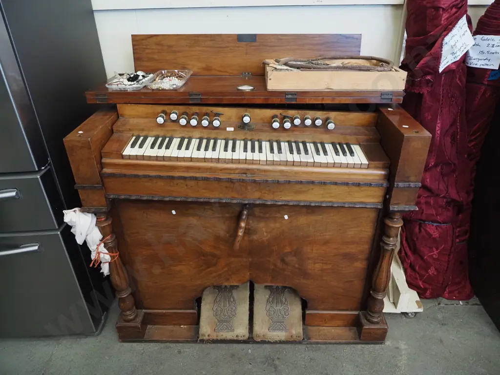 restorer's Victorian pump organ - has box of accessories - maybe incomplete - borer H1000 W1170 D600 Image 1++