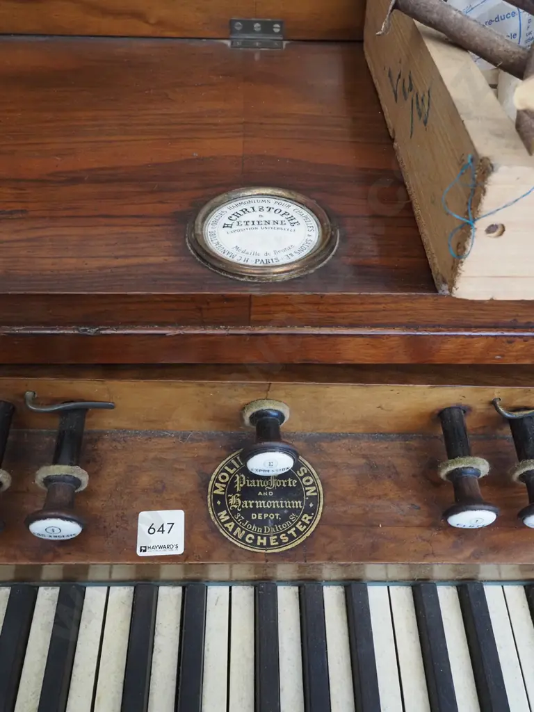restorer's Victorian pump organ - has box of accessories - maybe incomplete - borer H1000 W1170 D600 Image 1++