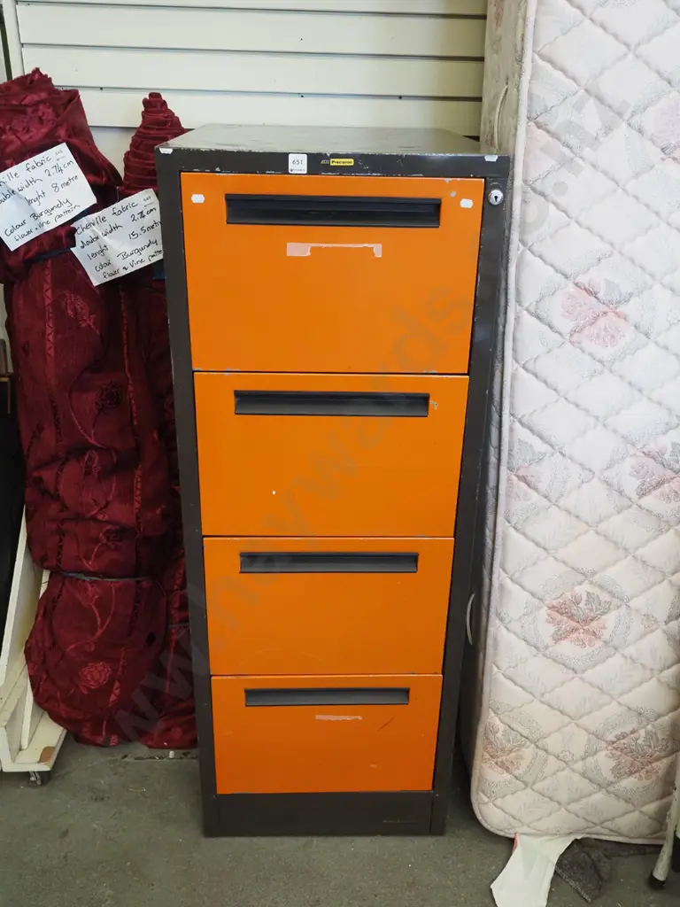grey and orange Precision 4 drawer filing cabinet Image 1++