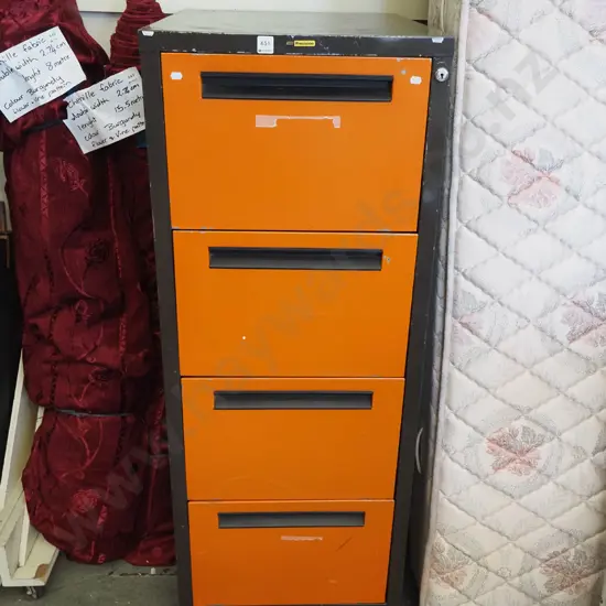 grey and orange Precision 4 drawer filing cabinet
