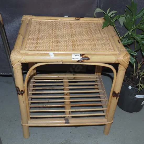 bamboo and cane end table