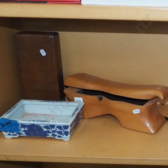 unusual wooden storage box, rectangular dish, mahogany box