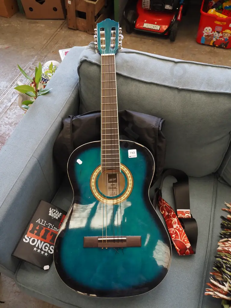 Ashton 3/4-size acoustic guitar, strap, book and soft bag Image 1++