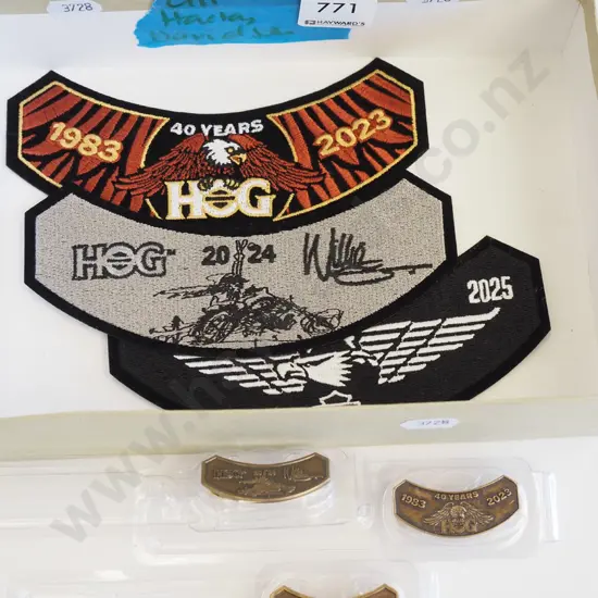 boxed Harley Davidson sew on badges