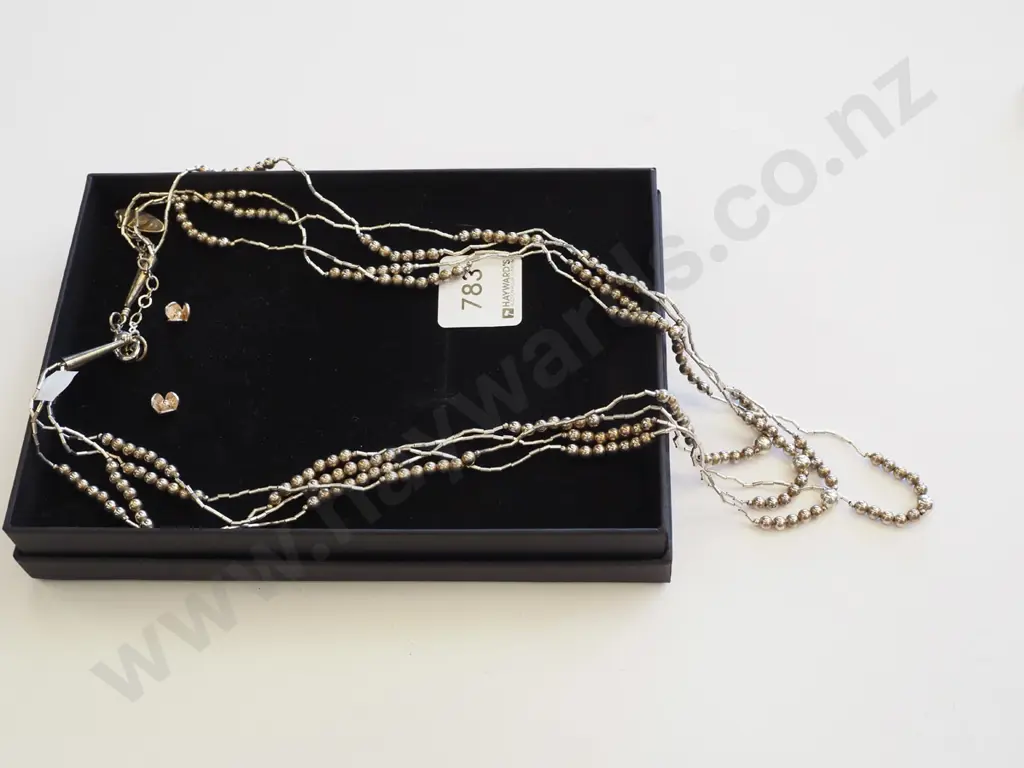 cased  Witchery sterling silver earrings and unstamped necklace set Image 1++