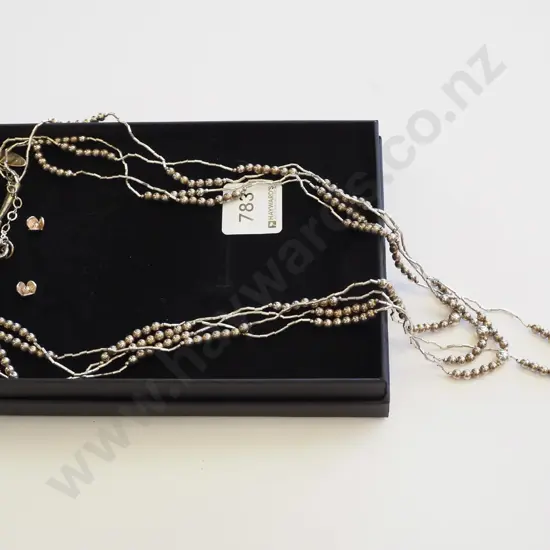 cased  Witchery sterling silver earrings and unstamped necklace set