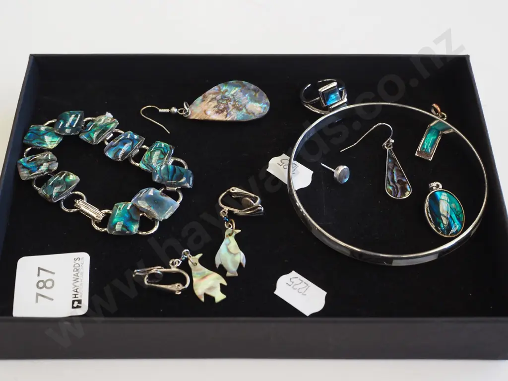 assorted paua jewellery; earrings, bracelet etc Image 1++