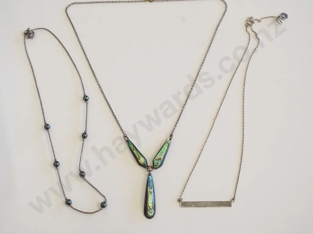 tray; sterling silver haematite necklace, sterling silver name plate necklace etc Image 1++