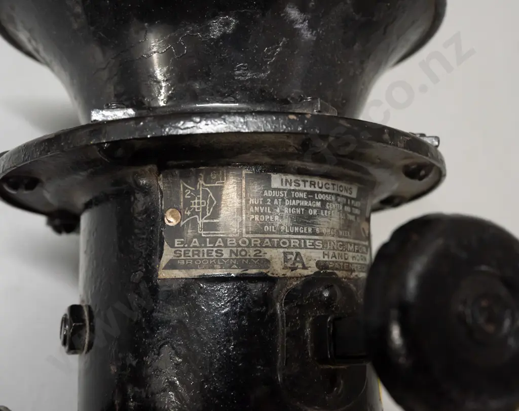 E. A. Laboratories Inc Series #2 Hand Horn Brooklyn NY. Functioning. Some chipping to paint. H-175 D-130 Image 1++