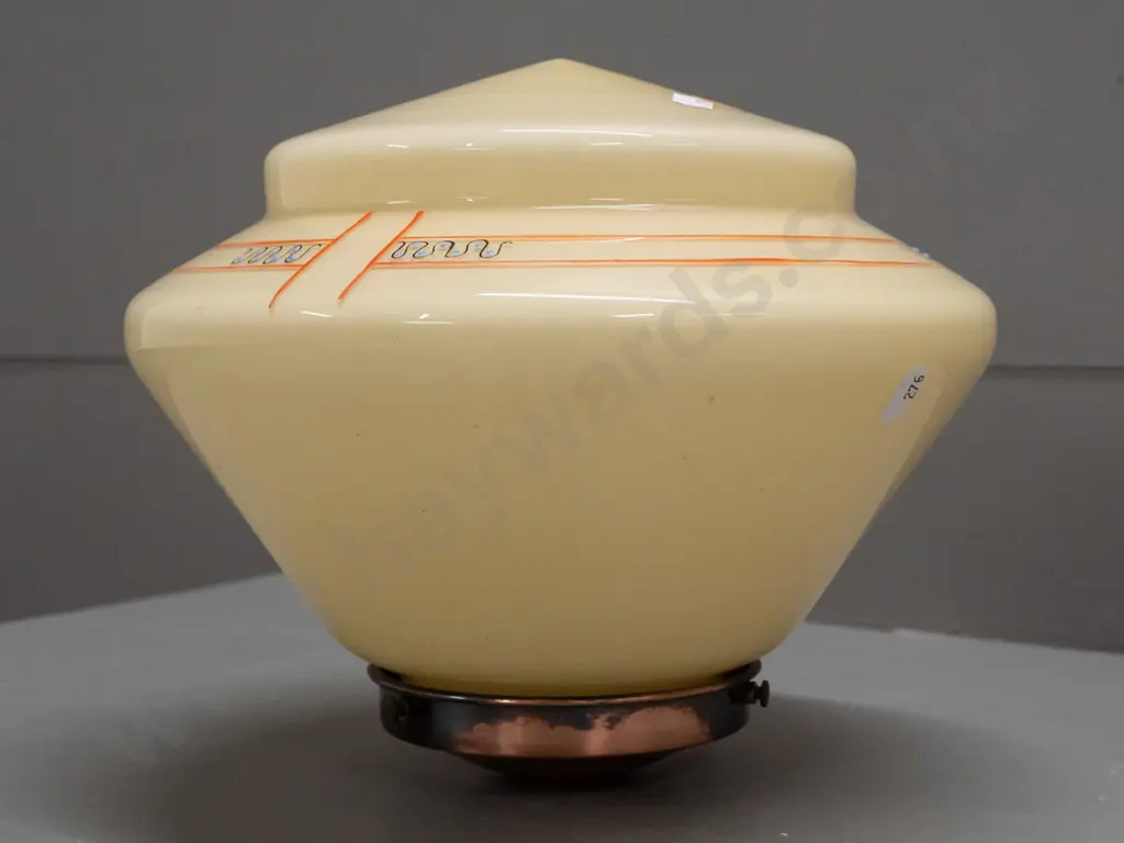 art deco ceiling light shade with enamel decoration and copper journal H-230 Diameter 270 Image 1++