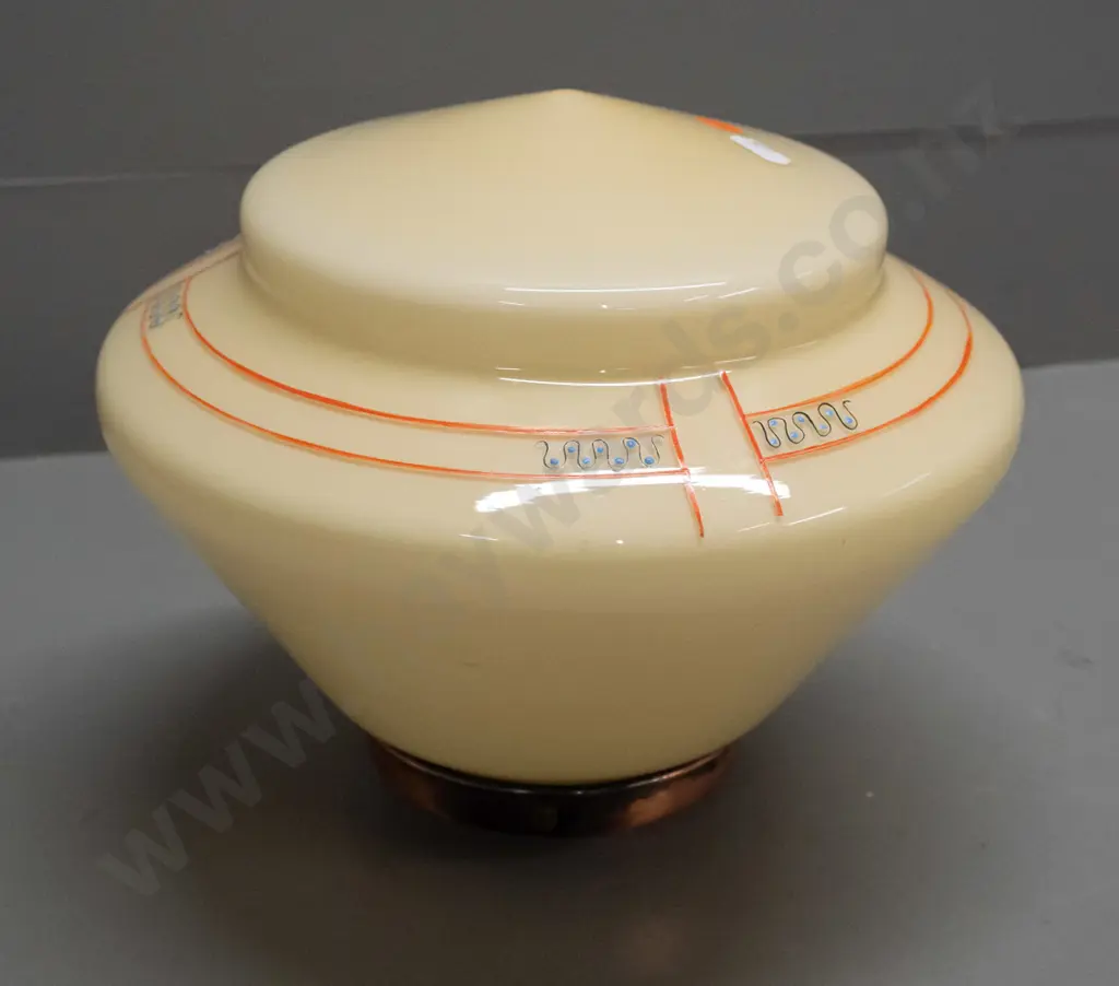 art deco ceiling light shade with enamel decoration and copper journal H-230 Diameter 270 Image 1++