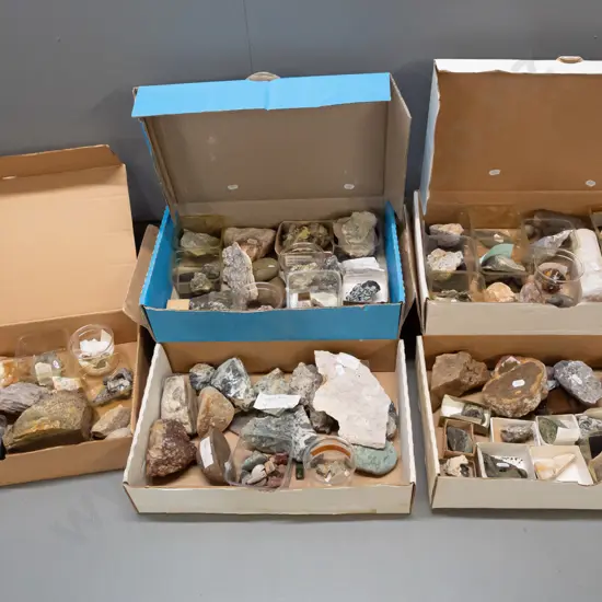 large collection of rock & mineral samples. Some labeled with NZ locations.