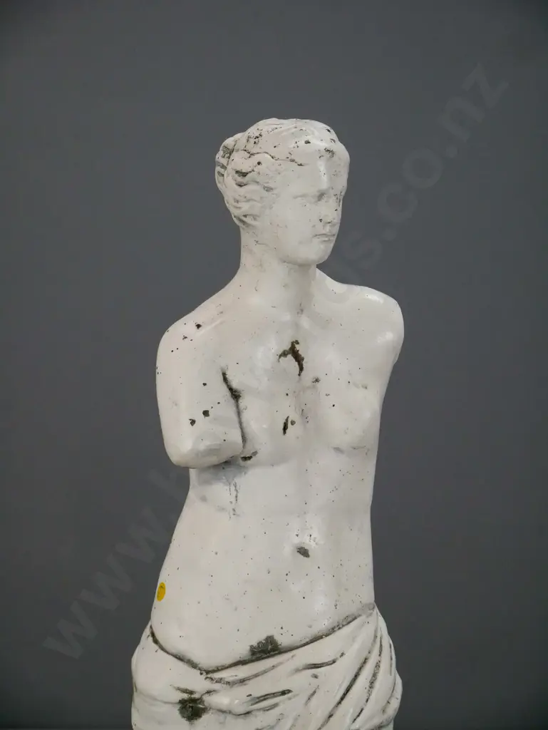heavy cast concrete white painted Venus garden statue - some chips, paint wear and moss/lichen H-950 Image 1++