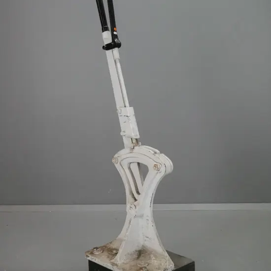 vintage cast iron railway points manual switch with markings "NZR HW" and "R.B. Plate" - repainted, some corrosion and