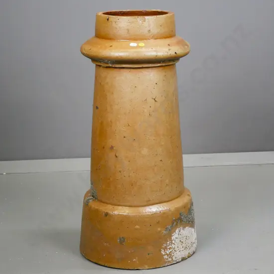 vintage salt glaze chimney pot - some chipping and paint and/or plaster residue around base  H-660