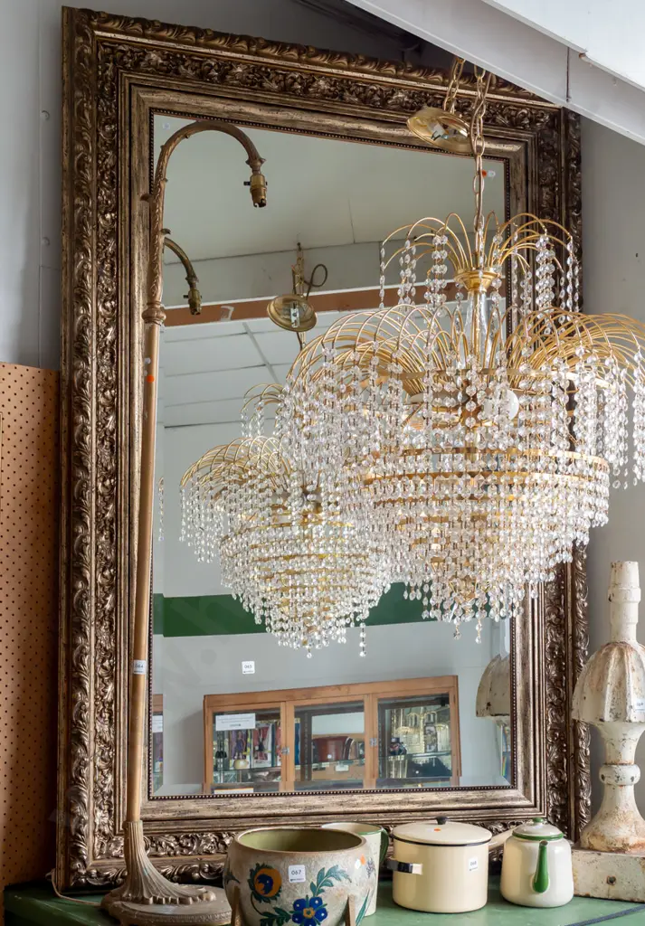 large ornate gilt framed, bevelled edge mirror H1700 W1130 Image 1++