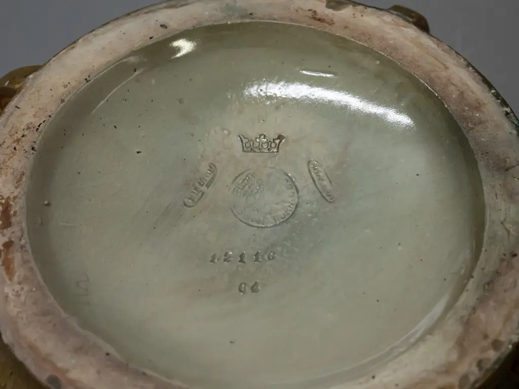 Imperial Amphora arts & crafts jardiniere - some wear to gold finish around top rim H-190 D-230 Image 1++