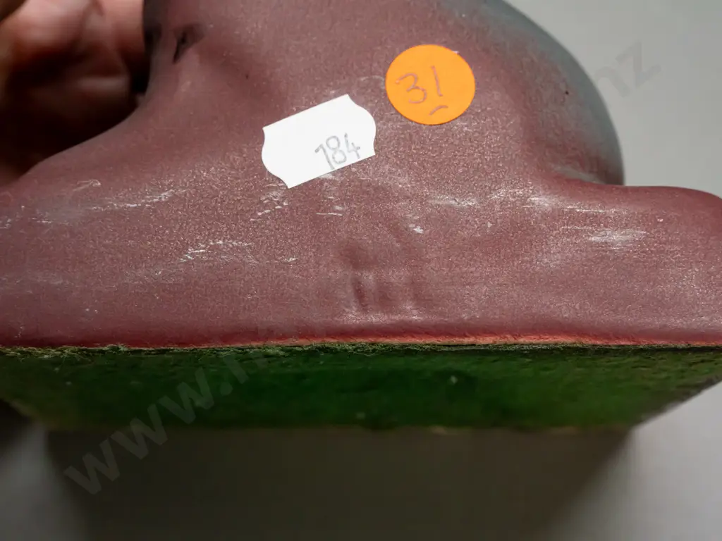 vintage Van Briggle American studio pottery dog book-ends with faintly impressed maker's marks H-125 W-120 - some light Image 1++