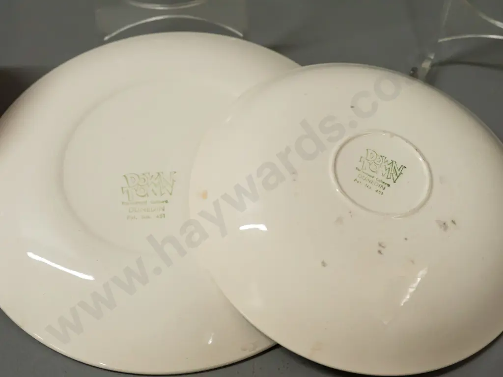 Crown Lynn Downtown Dunedin trio with pink cup - plate marked No. 451, minor wear & crazing to plate D175 Image 1++