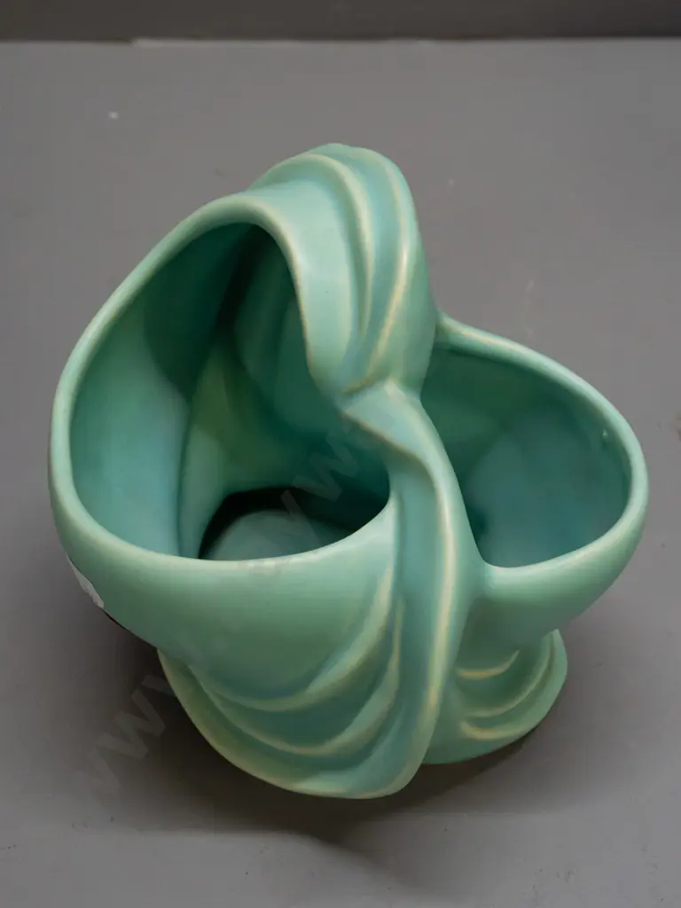 vintage nouveau wave shape Weller American studio pottery vase, marked P-10. H-140 D-190 Image 1++