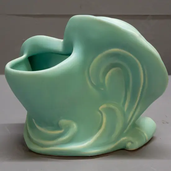 vintage nouveau wave shape Weller American studio pottery vase, marked P-10. H-140 D-190