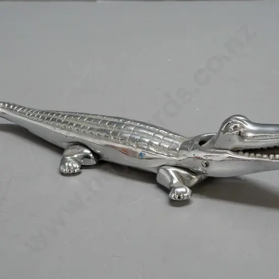 large chrome crocodile nutcracker L-390