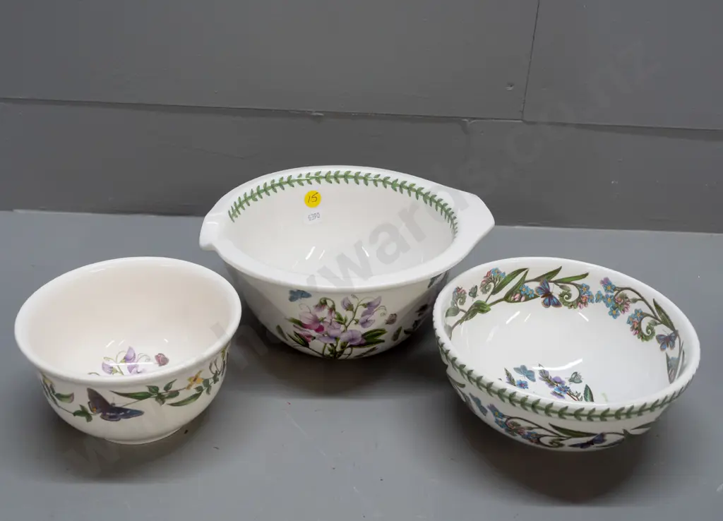 Portmeirion Botanic Garden items - 3 bowls, one with pouring spout and angled base H-95 L-220 Image 1++